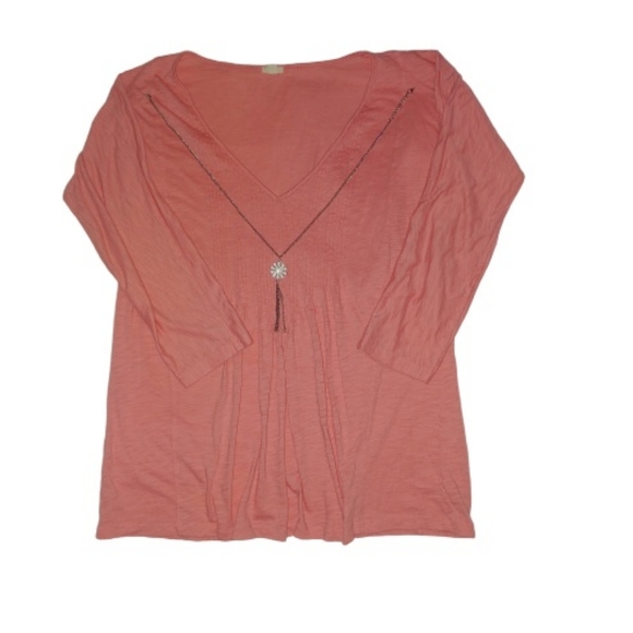 J crew coral pleated v neck tee - Picture 3 of 6